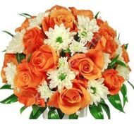 Wedding bridal bouquet of orange roses