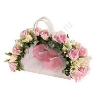 Wedding handbag bouquet of roses and freesias